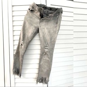 Express grey ripped ankle jeans